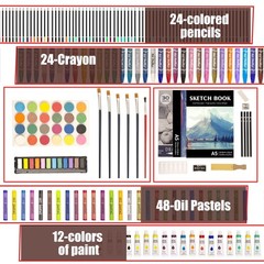 KINSPORY 168-Pack Art Supplies, Deluxe Wooden Set Crafts Large, Beige