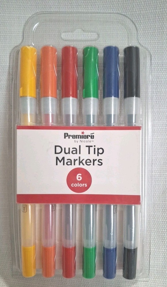 Premiere by Nicole Dual Tip Markers 6 Colors Water-based Ink