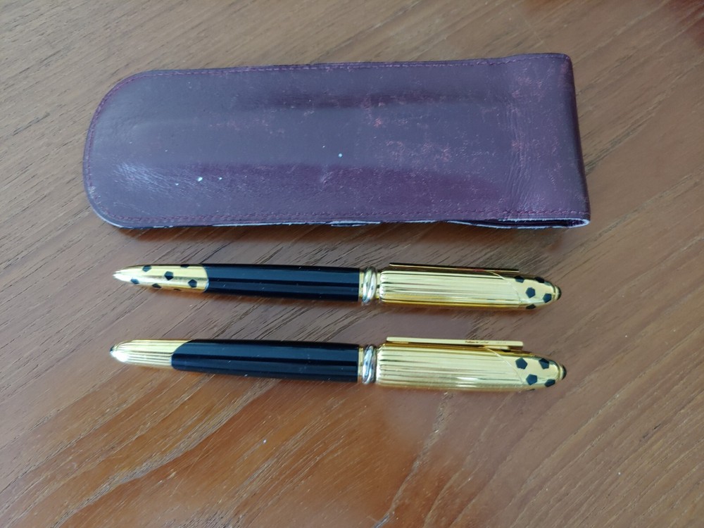 Set of Cartier Panthere 1990 Trinity Gold and Black Ballpoint Fountain G2U
