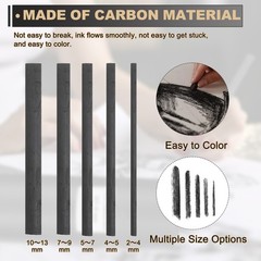 50Pcs Black Willow Charcoal Sticks 7-9mm Willow Charcoal Pencils for Drawing