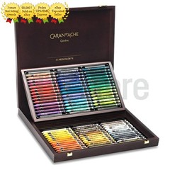 Caran d’Ache Neocolor II Water-Soluble Wax Pastels Set 84 Colors – Wooden Box