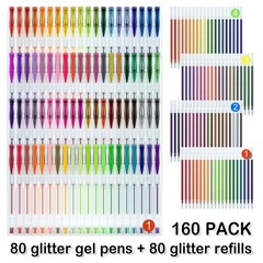Shuttle Art 160 Pack Glitter Gel Pens, 80 Colors Glitter Gel Pens Set
