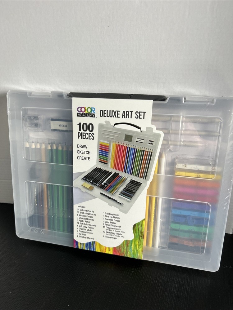 Color Academy Deluxe Art Set 100 Pieces Draw Sketch Create New