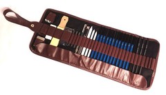 32 PCS Sketching Set Travel Roll Up Case Charcoal Drawing Pencils Erasers Kit