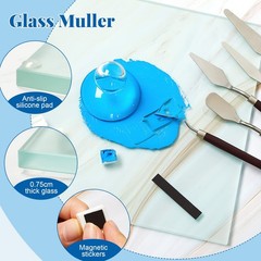 Watercolor Paint Muller 109 Pcs 2.95 Dia Round Handle Clear Nuanchu Glass Slab