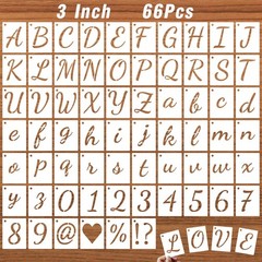 3 Inch Letter Stencils Kits, 66 Pcs Calligraphy Alphabet and Number Stencil f…