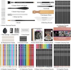Portable Drawing & Sketching Kit – 100 PCS Includes Sketchbook & Color Book