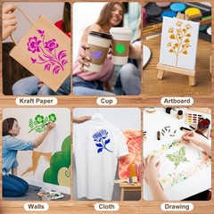 80Pcs Stencils for Painting, Stencils for Crafts Reusable Flower Wall Stencil…