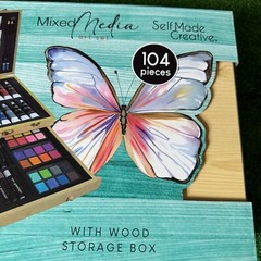 Mixed Media 104-Piece Deluxe Art Set with Wooden Box and Drawing Supplies NEW