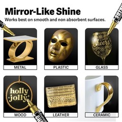 4 PCS Gold Chrome Paint Marker Pens Set 1mm 3mm 5mm 10mm Mirror Effect Art