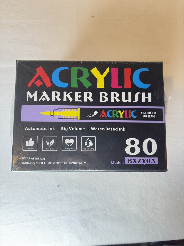 Acrylic Flexible Brush Tip Markers 80 Colors/Markers NEW SEALED IM BOX