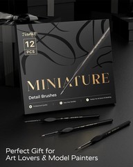 JUSART Detail Paint Brushes Set, 12 PCS Fine Tip Model Miniature Paint Brushes f