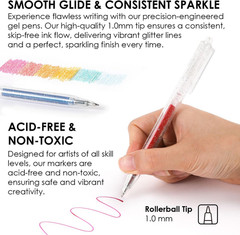 Grabie Glitter Gel Pens, 18 Colors Glitter Gel Pens Set, Retractable Sparkle Gel