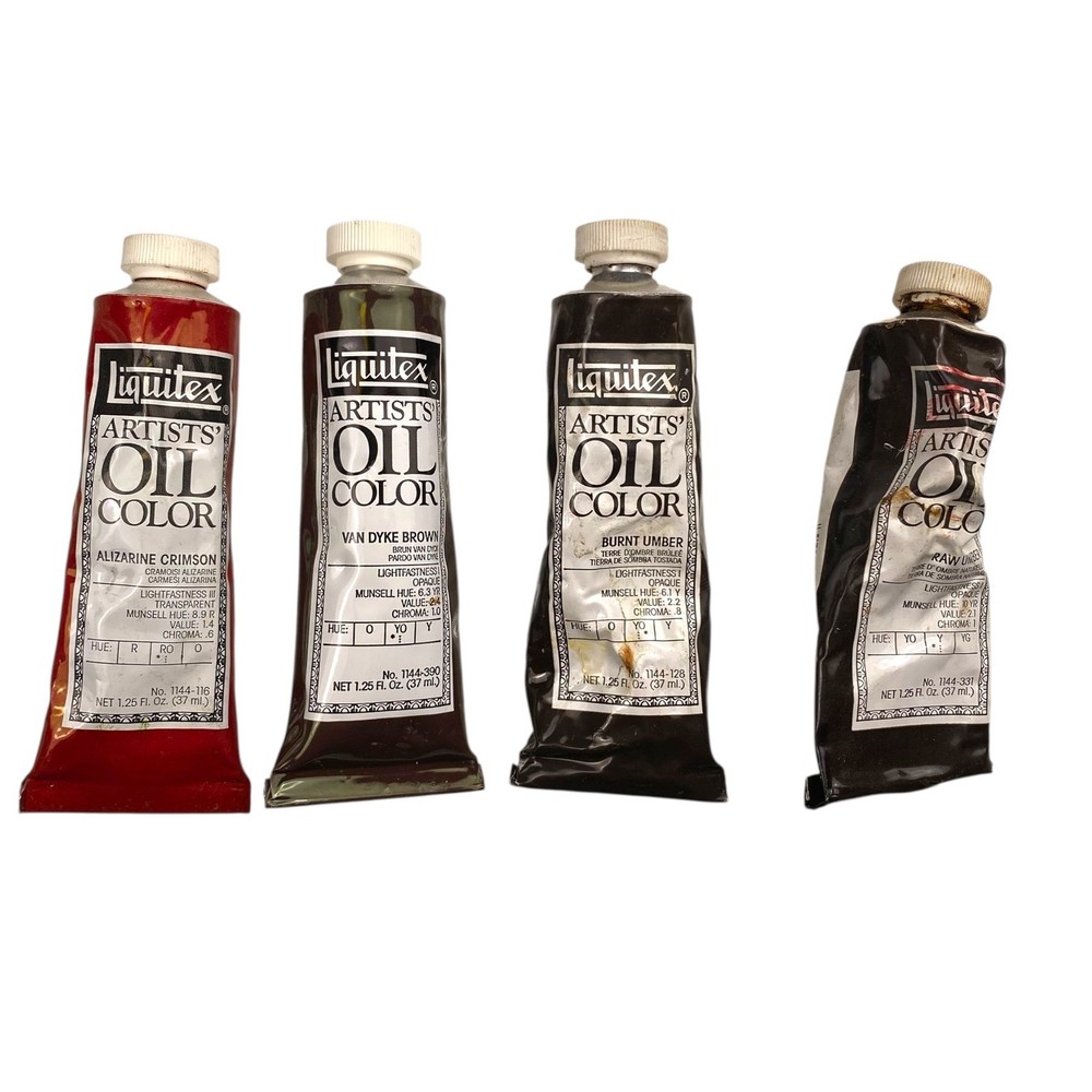 Vintage Liquitex Artist’s Oil Color Paint Alizarine Crimson Van Dyke Burnt Umber