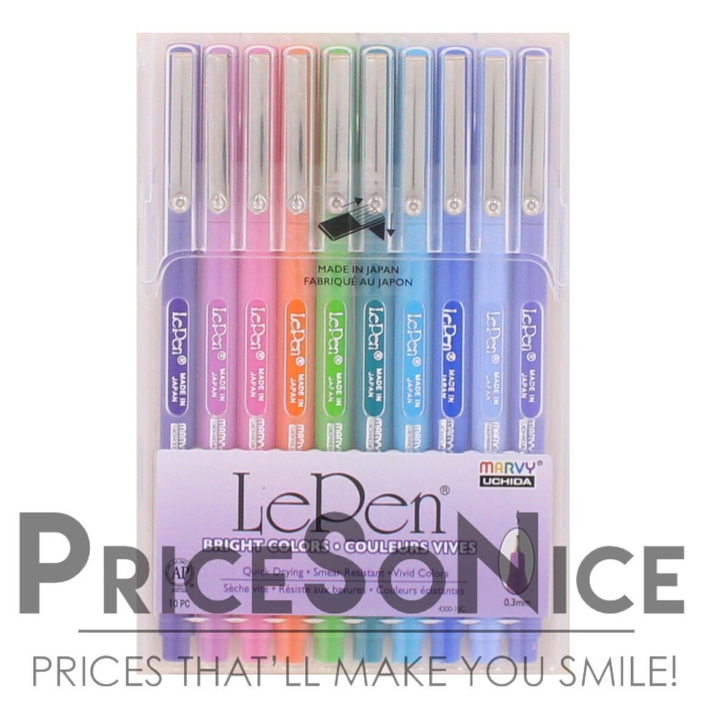 Marvy LePen, 0.3 mm Micro Fine Tip, Bright Assorted Colors, Pack of 10 MSRP $23