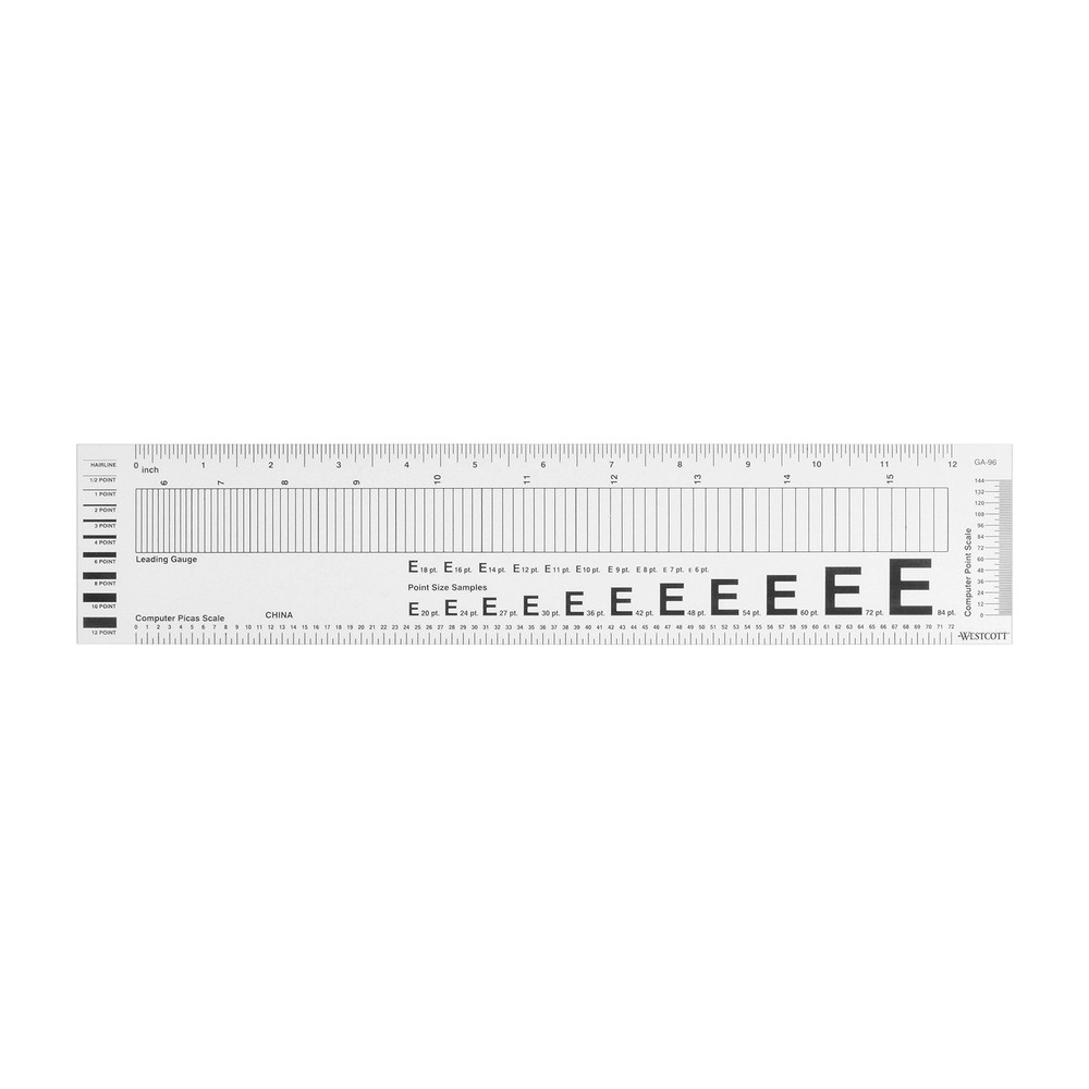 Westcott GA-96 Computer Point & Pica Ruler, Transparent 14.7 x 3.1 “, Clear