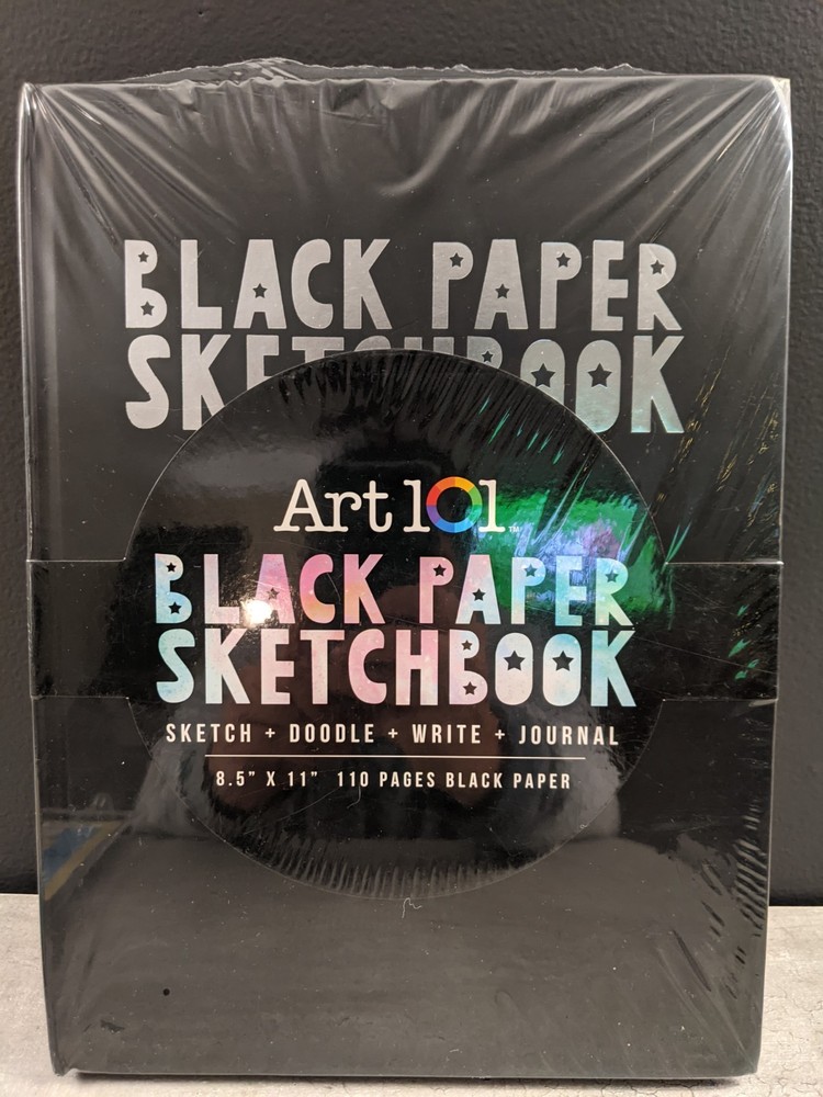 Art101 BLACK PAPER SKETCHBOOK Sketch Doodle Write Journal 110 Page 8.5X11 SEALED