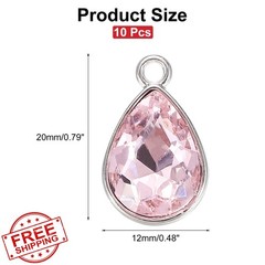MECCANIXITY Teardrop Charm Pink 10x14mm 10 Pcs