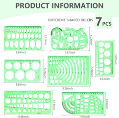 7 Pack Drawings Templates Stencil, Circle Template for Geometric Drawing Sten…