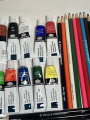 Assorted 38 Pcs Paint, Brushes, Colored & Sketching Pencils Royal & Langnickel