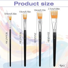 4Pcs Comb Artist Brush Set, Professional Artist Paintbrushes for Acrylic