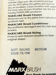 Vintage Marx Soft Fabric Painting Brush Soft Round Point Medium 1989 Code: TB RM