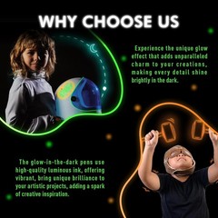 8 Colors Glow in the Dark Markers – 2Mm round Tip Neon Fluorescent Paint