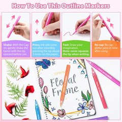 Ohuhu Glitter Markers Pen 12 Glitter Colors Metallic Shimmer Marker Fine Tip