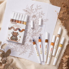 Acrylic Paint Markers Pens Japanese Soft Tip 0.5-2mm Brush Pen Sketch Outline 6p