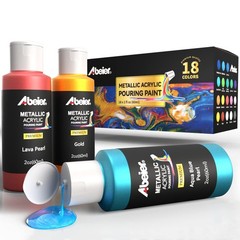 Metallic Acrylic Pouring Paint Set – Set of 18 Metallic Colors – Pre-Mixed Hi…