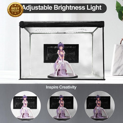 16.6in Airbrush Spray Booth Foldable LED Turntable Dual Exhaust Fan Paint Kit