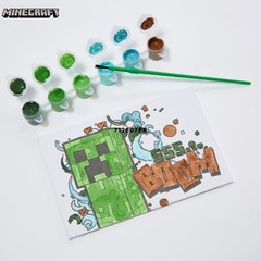 Minecraft Art Craft Kit For Kids Canvas Painting Set With 3 Canvases And Paint