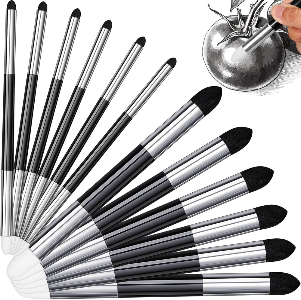 12 Pcs Double-Head Artist Blending Sponge Pen Detail Blending Stump Sketch Brush