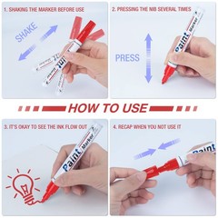 Red Paint Pen Permanent Paint Markers 8 Oil Based Paint Pens Medium Tip Quick Dr