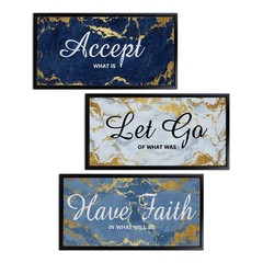 iKNOW FOTO Inspirational Quotes Wall Art Canvas Prints with Black Frame Blue …