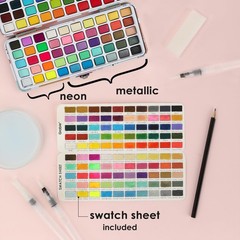 Grabie 100 Colors Watercolor Paint Set – 50 Regular, 35 Metallic, 10 Macaron and