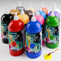 unuaST 14-Color Acrylic Paint Set, 10oz/300ml, Pump, Color Wheel