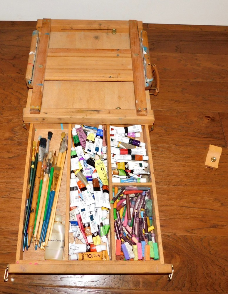 LARGE LOT! Artist Paints Brushes Oil Chalk Pastels Acrylic Supplies Easel Case