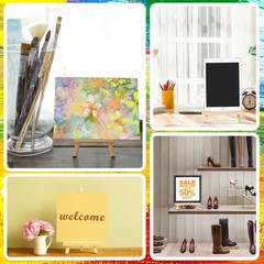 AROIC 9 inch Easel for Painting, 6 Pack Wooden Easel Stand for Sign, Tabletop