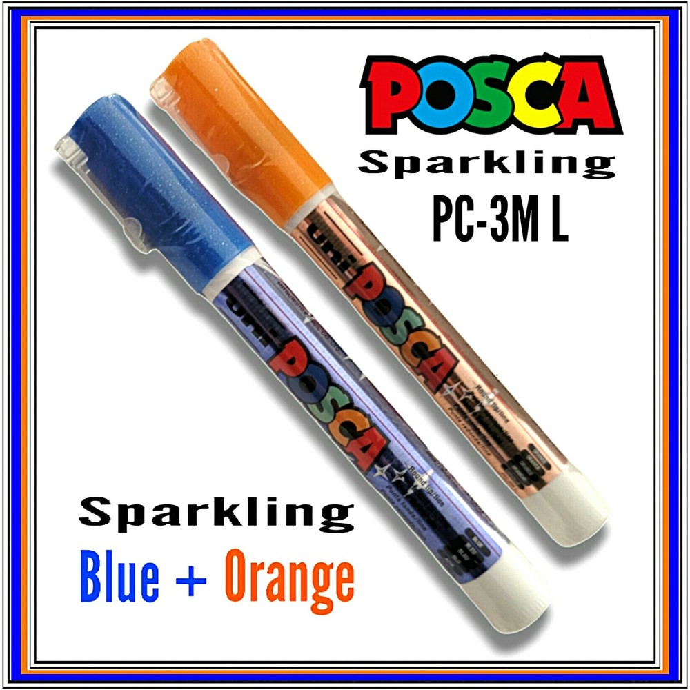 Uni Posca PC3M L Orange + Blue Paint Marker Pen 1.5mm nib 2 PEN DEAL