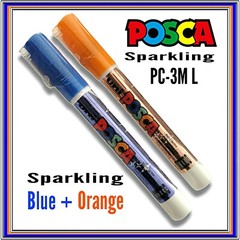 Uni Posca PC3M L Orange + Blue Paint Marker Pen 1.5mm nib 2 PEN DEAL