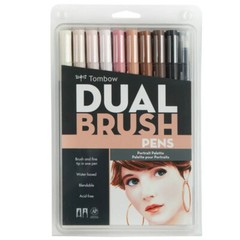 Tombow Dual Brush Pens Art Markers 10 Brush and Fine Tip Portrait Palette NEW