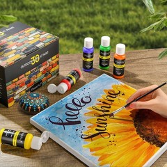 Magicfly Outdoor Acrylic Paint, Set of 30 Colors/Tubes (60 ml, 2 oz.) with St…