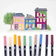 Tombow Dual Brush Pen Art Markers, Cottage, 10-Pack. 56216 Blendable water-based