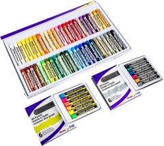 Arts Oil Pastels – 50 Color Set with Metallic and Fluorescent Packs, 3pk Set