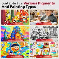 Mini Stretched Canvas Set, 24 Pack 4×4 Inch Blank Canvases for Painting