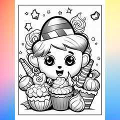 95 Kawaii candy coloring pages to print ° digital ° & POD permission (enr. 35)