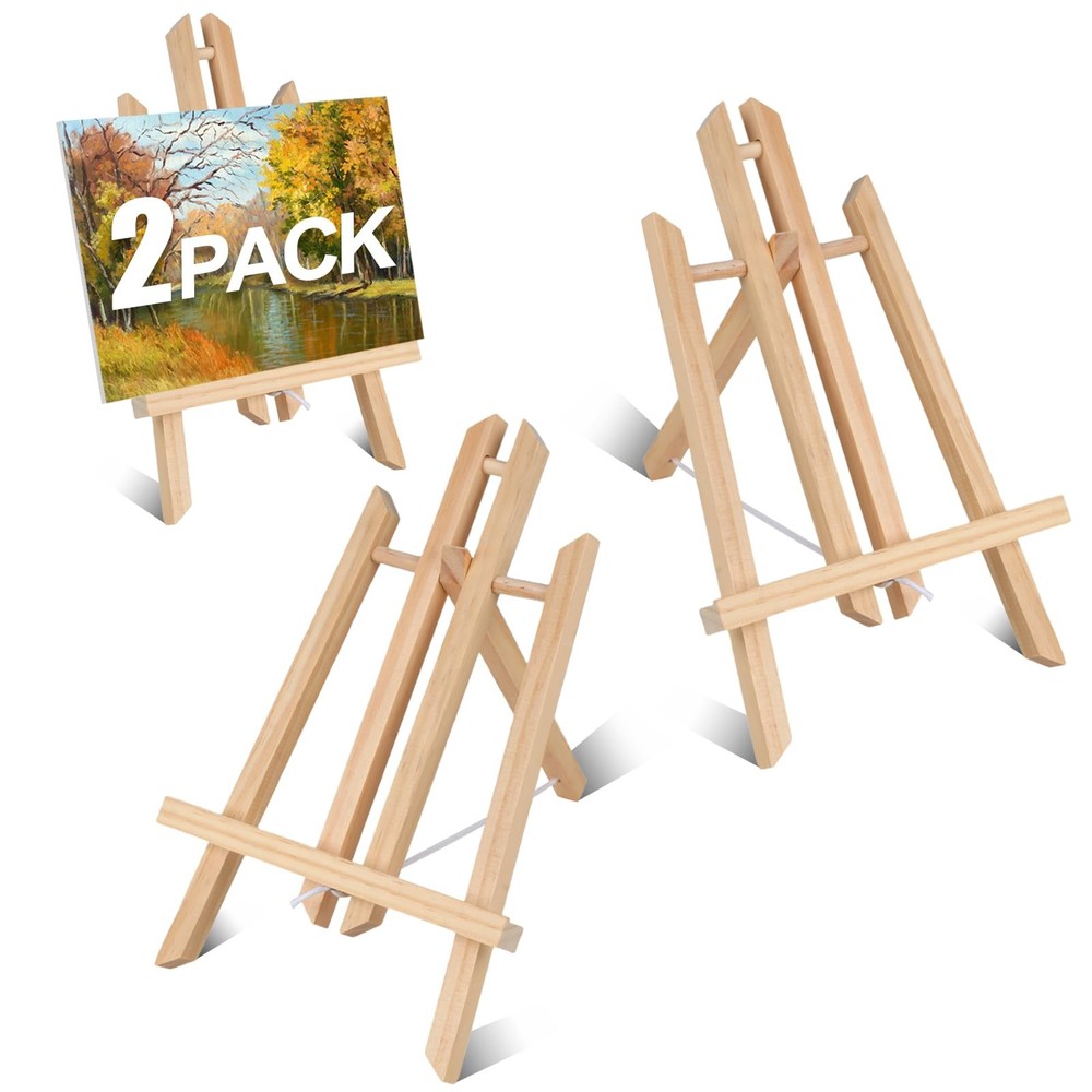 2PCS 12 Inch Wooden Tabletop Easel Stand For Painting Art Display Crafts