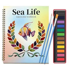 Watercolor Workbook, Large 10.3×8.3” Beginner Friendly Watercolor NEW-Ocean