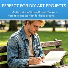 30 Colors Acrylic Paint Markers, Dual Tip Fine and Brush Tips for Detailed Art,